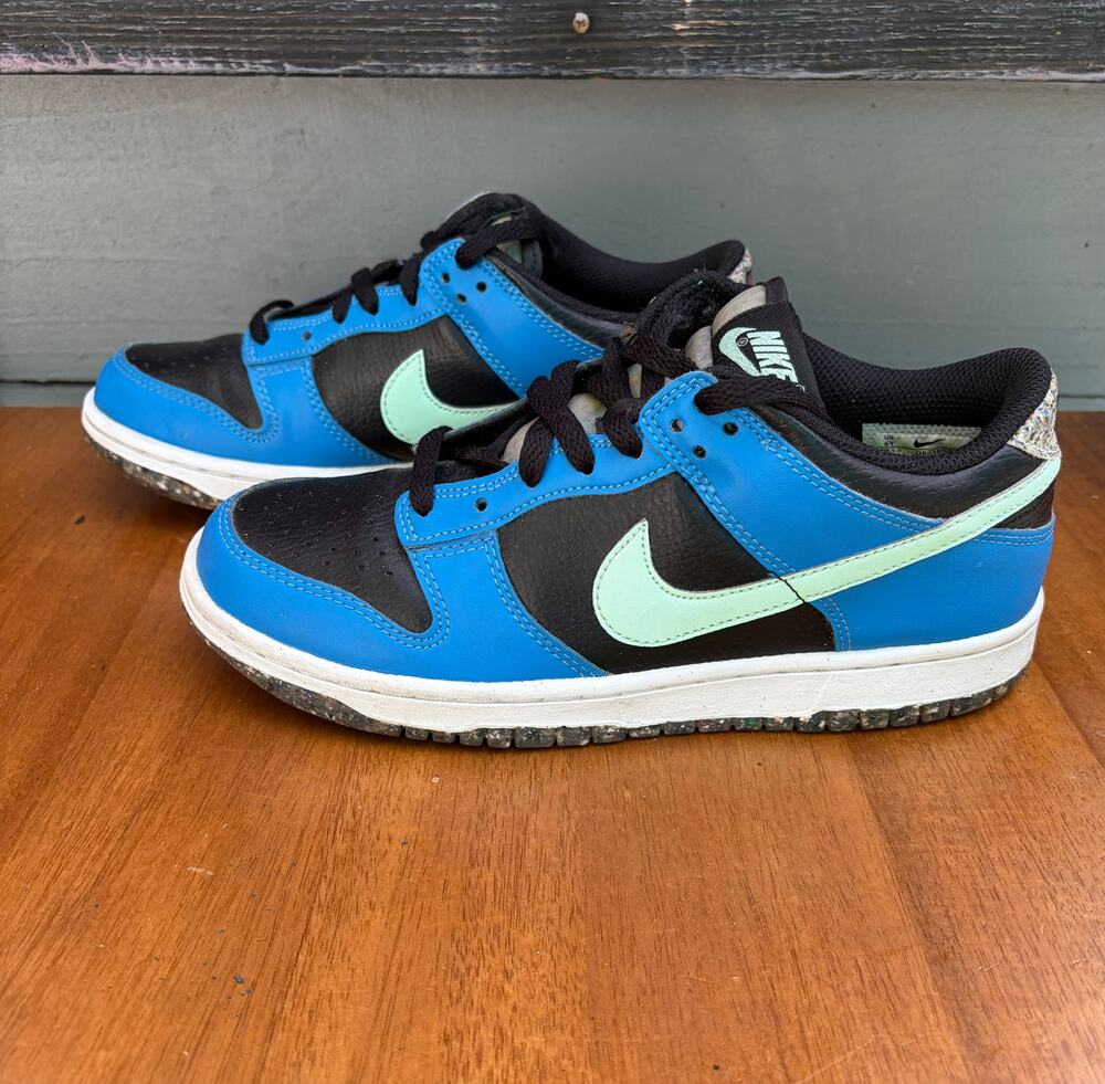 Nike Dunk Low Crater Blue Black Mint Foam GS 6Y DR0165-001 Recycled Grind